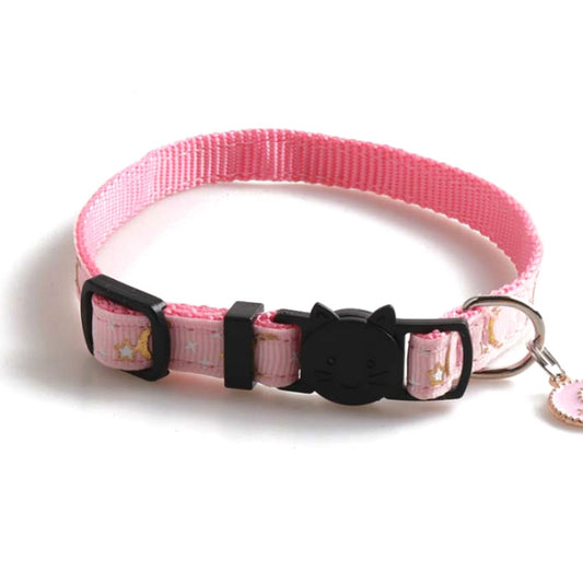 5 uds Collar para mascotas correas Collar para gato estrella luna con colgante, 1x28cm