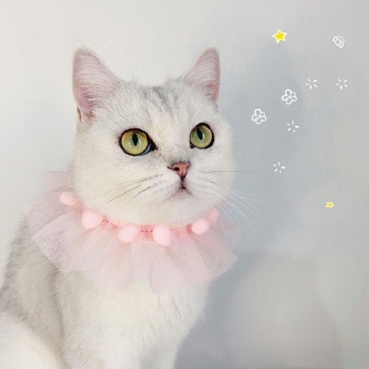 6 piezas de encaje para mascotas, collar ajustable, accesorios para fotos de perros y gatos, S 20-25cm, M 25-30cm