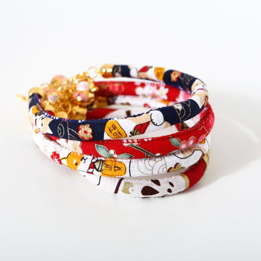 Collar ajustable para perro y gato con campana de cobre de gato de la suerte, 4 Uds., S 20-25cm, M 25-30cm