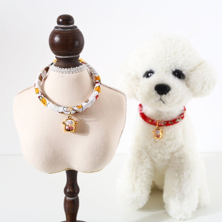 Collar ajustable para perro y gato con campana de cobre de gato de la suerte, 4 Uds., S 20-25cm, M 25-30cm