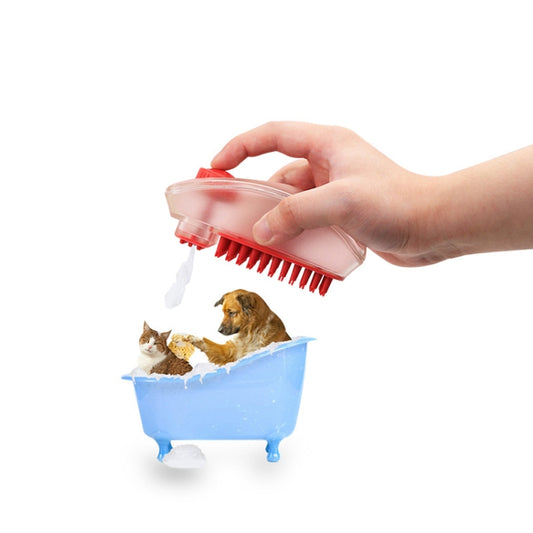 2 en 1 Función Gel de ducha Cepillo de baño de masaje para perros Cepillo de baño de silicona para mascotas, Entrega de color al azar, Silicone Massage Bath Brush