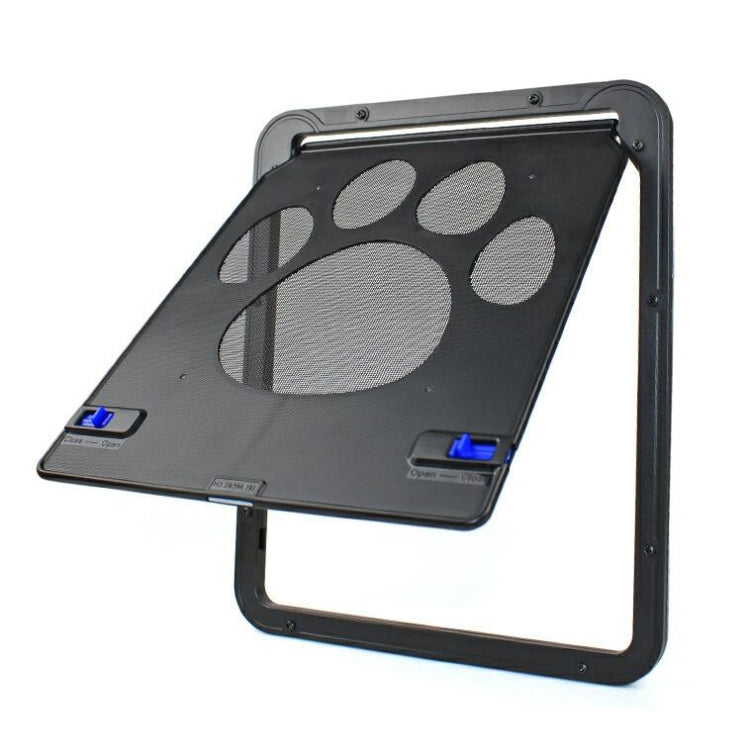 Suministros para mascotas, puerta con estampado de pata de perro, a prueba de mordeduras, ventana con pantalla para perros pequeños, puerta para gatos y perros, Black