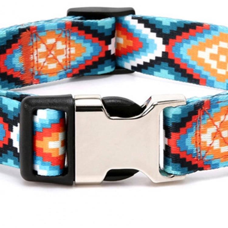 Collar con estampado de algodón y poliéster de estilo étnico para mascotas de 2 piezas, tamaño:, S: 1.5x27-43cm, M: 2.0x32-52cm, L: 2.5x38-61cm, XL: 2.5x43-71cm