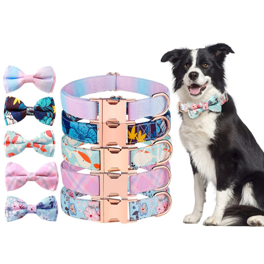 Collar de lazo desmontable para mascotas con hebilla de oro rosa, tamaño:, S 1.5x28-40cm, M 2.0x33-50cm, L 2.5x38-60cm, XL 2.5x43-70cm