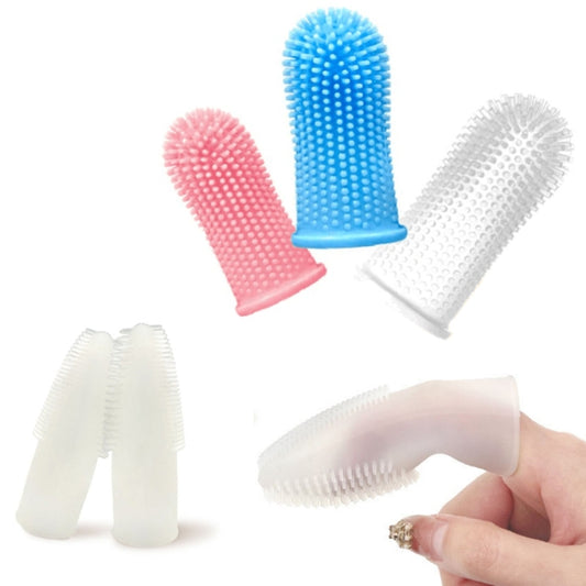 Cepillo de dientes de limpieza bucal para andamios de dientes de silicona para mascotas de 5 uds., Upgraded White, Blanco, Azul, Rojo