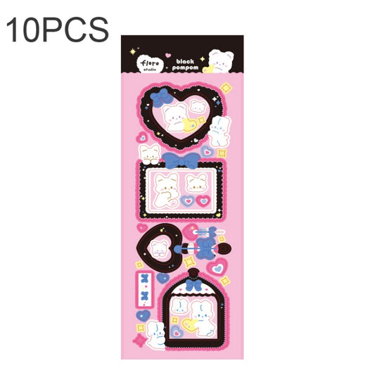 10 Uds pompón serie láser pegatina mano cuenta impermeable mascota Linda pegatina, Black Pink, Rosado, Azul, Púrpura