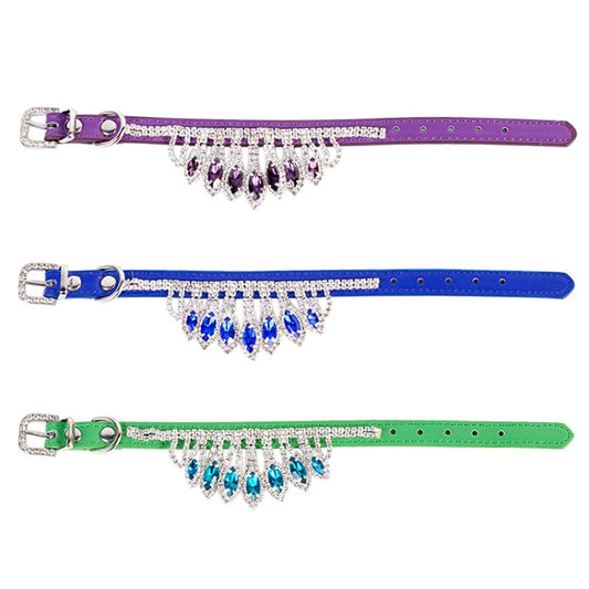 Collar de mascota de diamantes de imitación de gema Collar de mascota de gato cachorro, XS, S, M