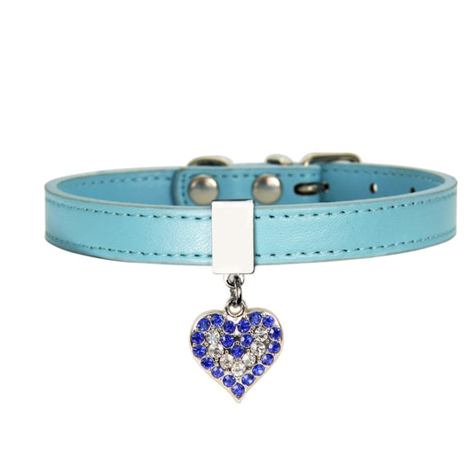 Colgante en forma de corazón Collar de perro de cuero de PU Correa para perro mascota, XS 1.3-25cm, S 1.3-30cm, M 1.3-35cm