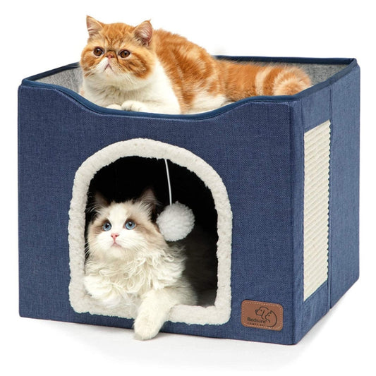 Taburete para mascotas Perrera para mascotas Taburete de almacenamiento plegable para interiores Perrera para perros y gatos, 41 x 41 x 35cm