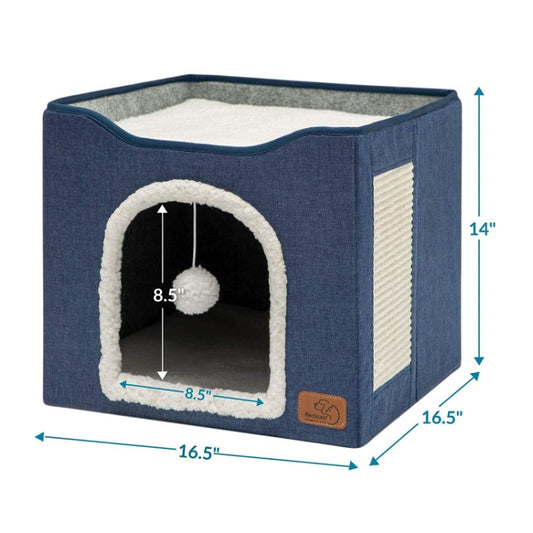 Taburete para mascotas Perrera para mascotas Taburete de almacenamiento plegable para interiores Perrera para perros y gatos, 41 x 41 x 35cm