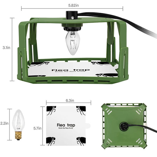 SK121 Trampa para moscas cuadrada Trampa para pulgas para mascotas Colector de luz para pulgas para el hogar, 1pcs, 2pcs