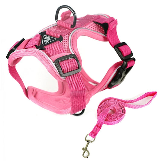 Arnés de chaleco para mascotas + Juego de cuerdas de tracción Arnés reflectante transpirable para perros y gatos, S, M, L, XL