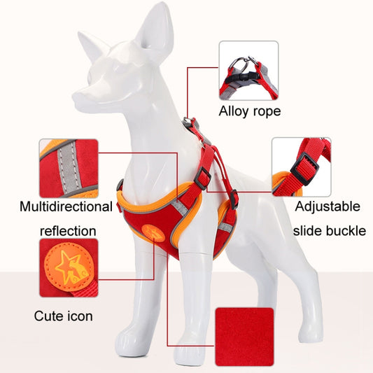 Arnés para perros mascota Correa reflectante estilo chaleco anti-rotura, Suede Green, Suede Classic Red, Suede Orange, Suede Cyan, Suede Coffee, Suede Purple, Mesh Classic Red, Mesh Coffee, Mesh Black, Mesh Orange