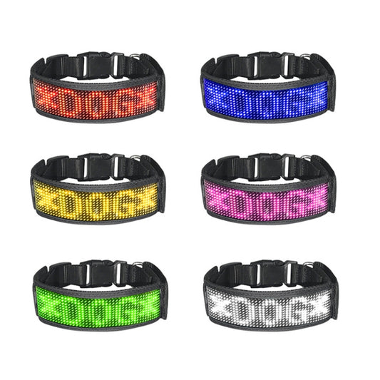 Collar para mascotas con pantalla LED, Collar recargable de alta visibilidad DIY de un solo color