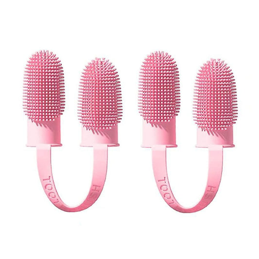 2 uds limpieza dental para mascotas cepillo de dientes de doble dedo herramientas de limpieza bucal para perros y gatos