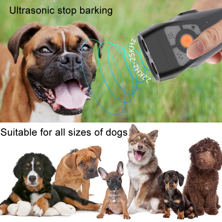 Repelente ultrasónico dual para mascotas, Barker con fuente de alimentación móvil, función de bocina de iluminación intermitente