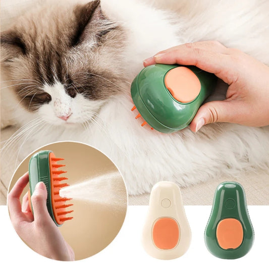 Spray para mascotas, cepillo humeante, peine de masaje para el cuidado de perros y gatos, Avocado White