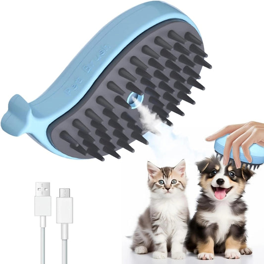 Spray para mascotas, cepillo humeante, peine de masaje para el cuidado de perros y gatos, Whale Blue, Whale Pink, Dolphin Pink