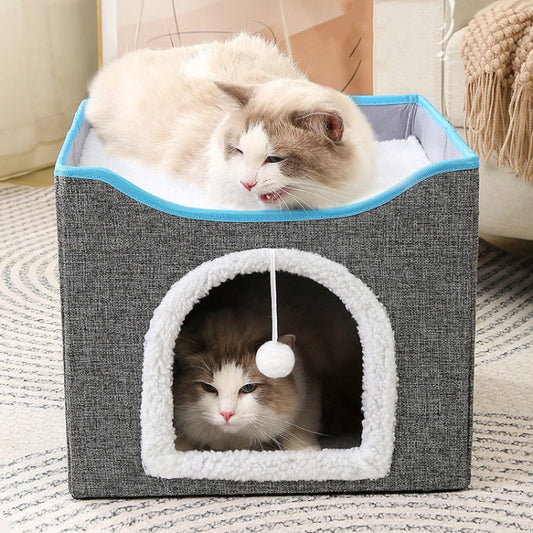 Cama plegable multifuncional para mascotas con tablero rascador para gatos de sisal