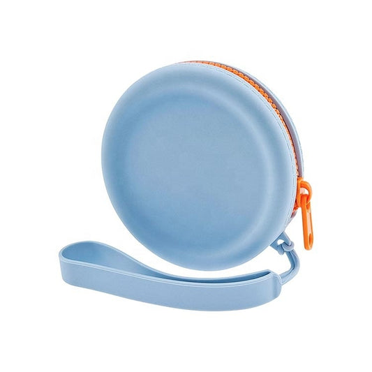 Bolsa circular de almacenamiento de auriculares de silicona con cremallera y monedero para aperitivos para mascotas
