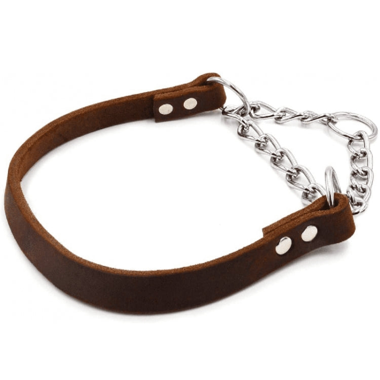 Collar de cadena para perro de cuero con forma de media P, M, L, XL