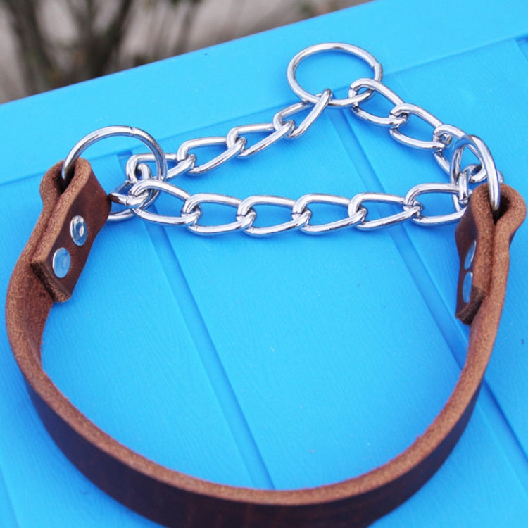 Collar de cadena para perro de cuero con forma de media P, M, L, XL