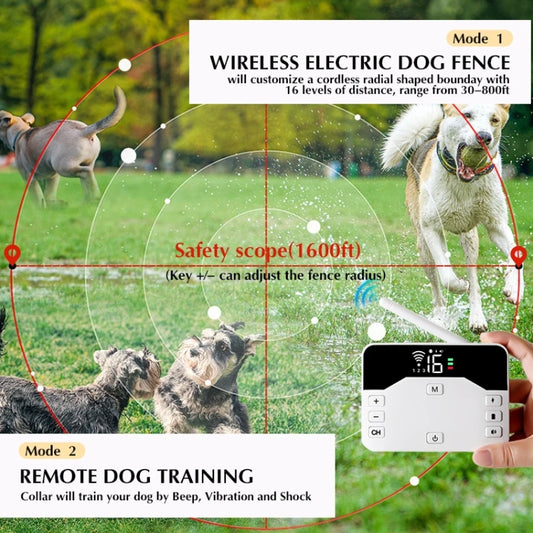Cerca electrónica para mascotas, parada inalámbrica, Barker, Collar para perros al aire libre, entrenador de perros con Control remoto, 1 Drag 1, 1 Drag 2, 1 Drag 3