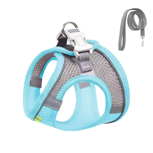 Arnés de pecho para mascotas estilo camiseta interior Correa reflectante transpirable de verano para perros, Blue+1.5m Flat Rope, Green+1.5m Flat Rope, Pink+1.5m Flat Rope