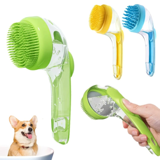 Cepillo de baño para mascotas con mango largo de silicona para perros y gatos, cepillo de masaje para limpieza, peine de aseo