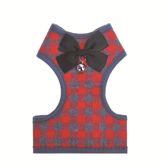 Chaleco a cuadros con lazo ajustable, correa de cuerda para tirar, para gato, perro, mascota, Red, Blue, Gray, Pink, Yellow
