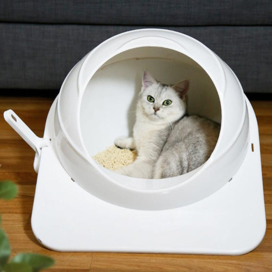Caja de arena para gatos Inodoro cerrado grande para mascotas, Pet Enclosed Toilet