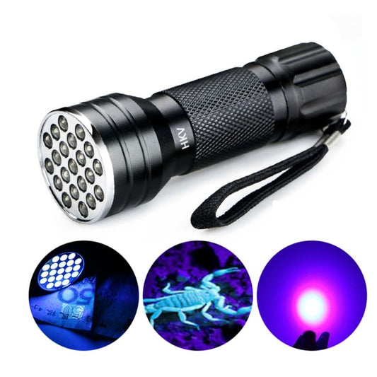 YWXLight UV 21 LEDs 395NM Ultravioleta Antorcha LED Linterna Detector de lámpara de luz para orina de perro Manchas de mascotas